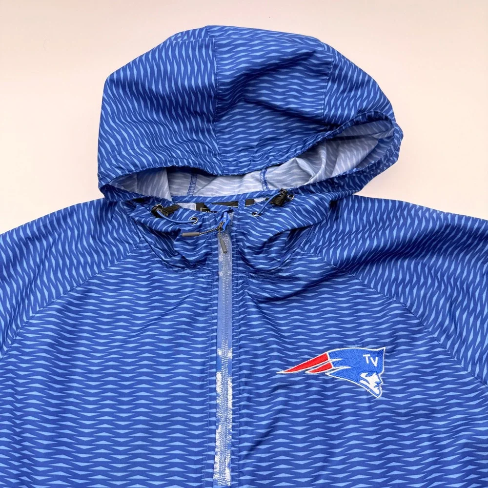 Holloway New England Patriots Windbreaker Mens 2XL Blue QuarterZip Hooded Jacket - Picture 6 of 12